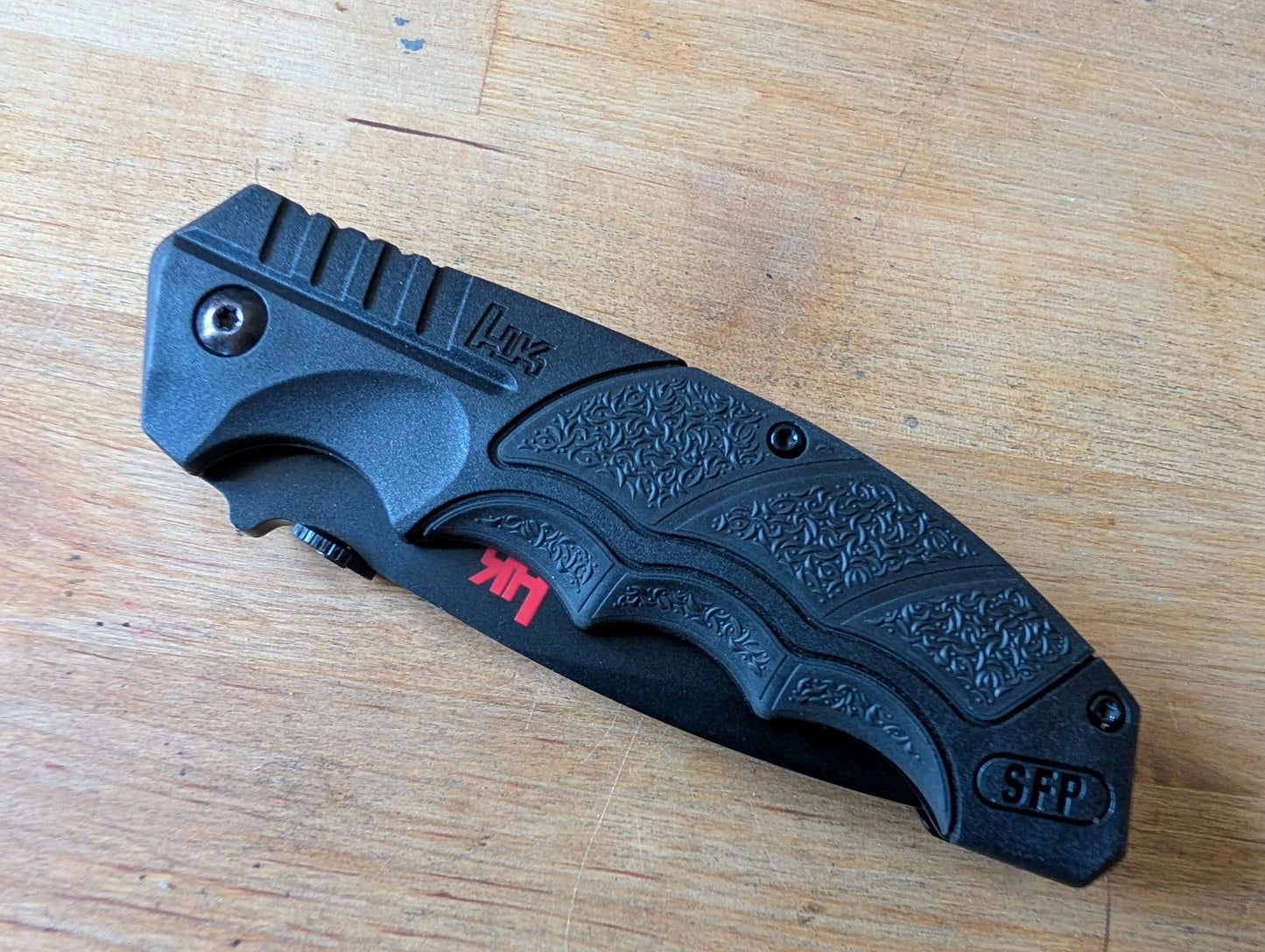 Heckler & Koch SFP Tactical Folder Black 01HK501, couteau de poche D2 MUGEN KNIVES