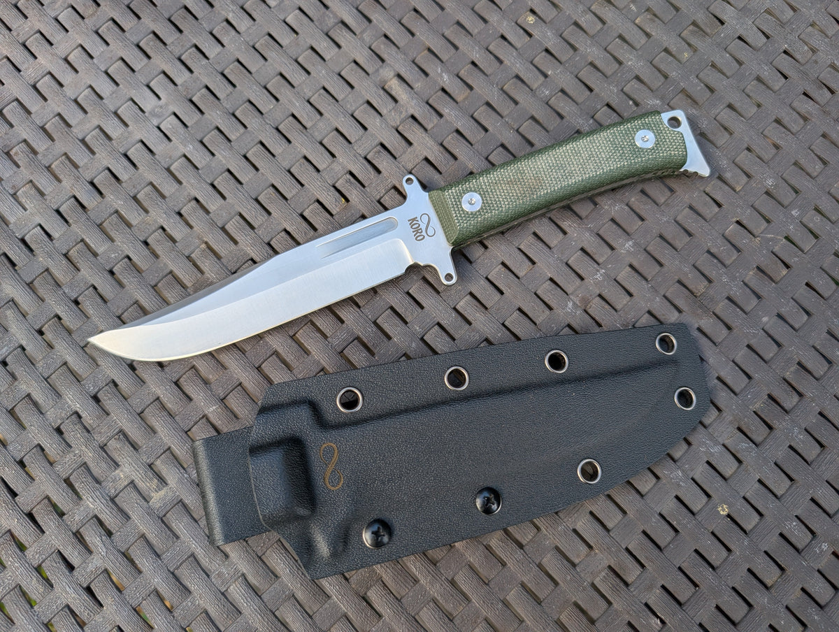 KORO - MICARTA VERT/ 14C28N - Couteau fixe MUGEN KNIVES