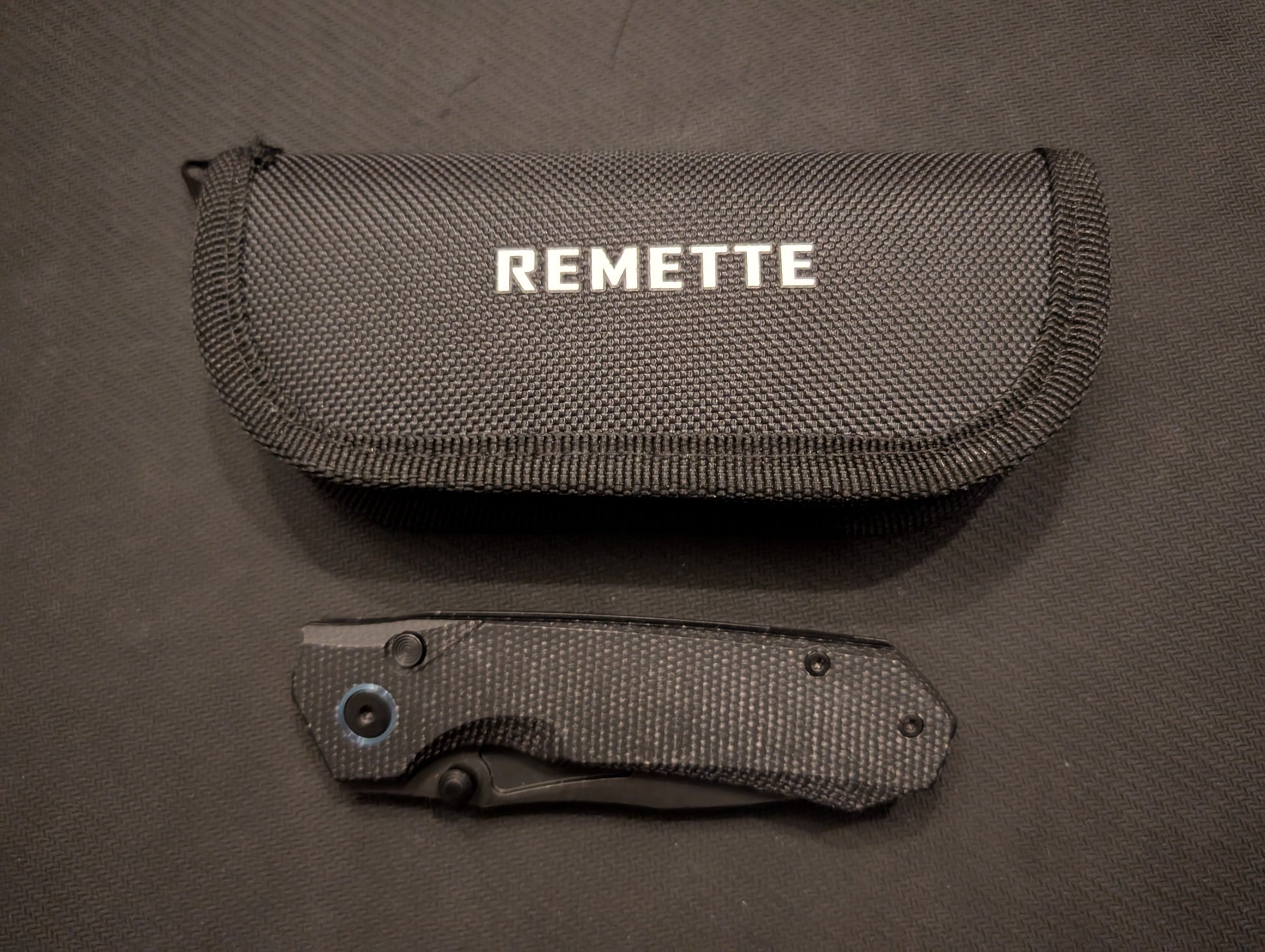 REMETTE RHINO Couteau EDC 14C28N MICARTA Button Lock MUGEN KNIVES