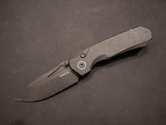 REMETTE RHINO Couteau EDC 14C28N MICARTA Button Lock MUGEN KNIVES