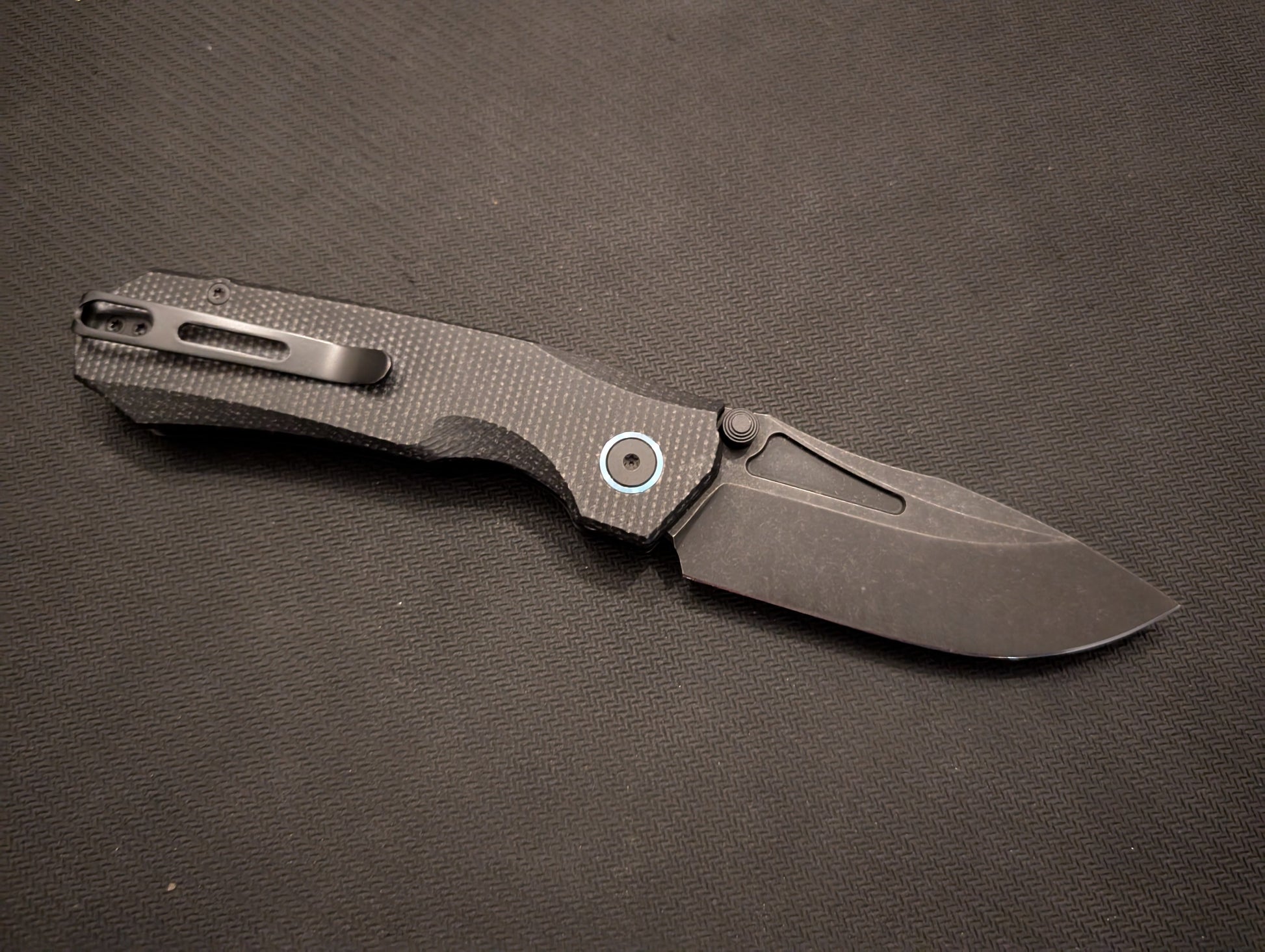 REMETTE RHINO Couteau EDC 14C28N MICARTA Button Lock MUGEN KNIVES