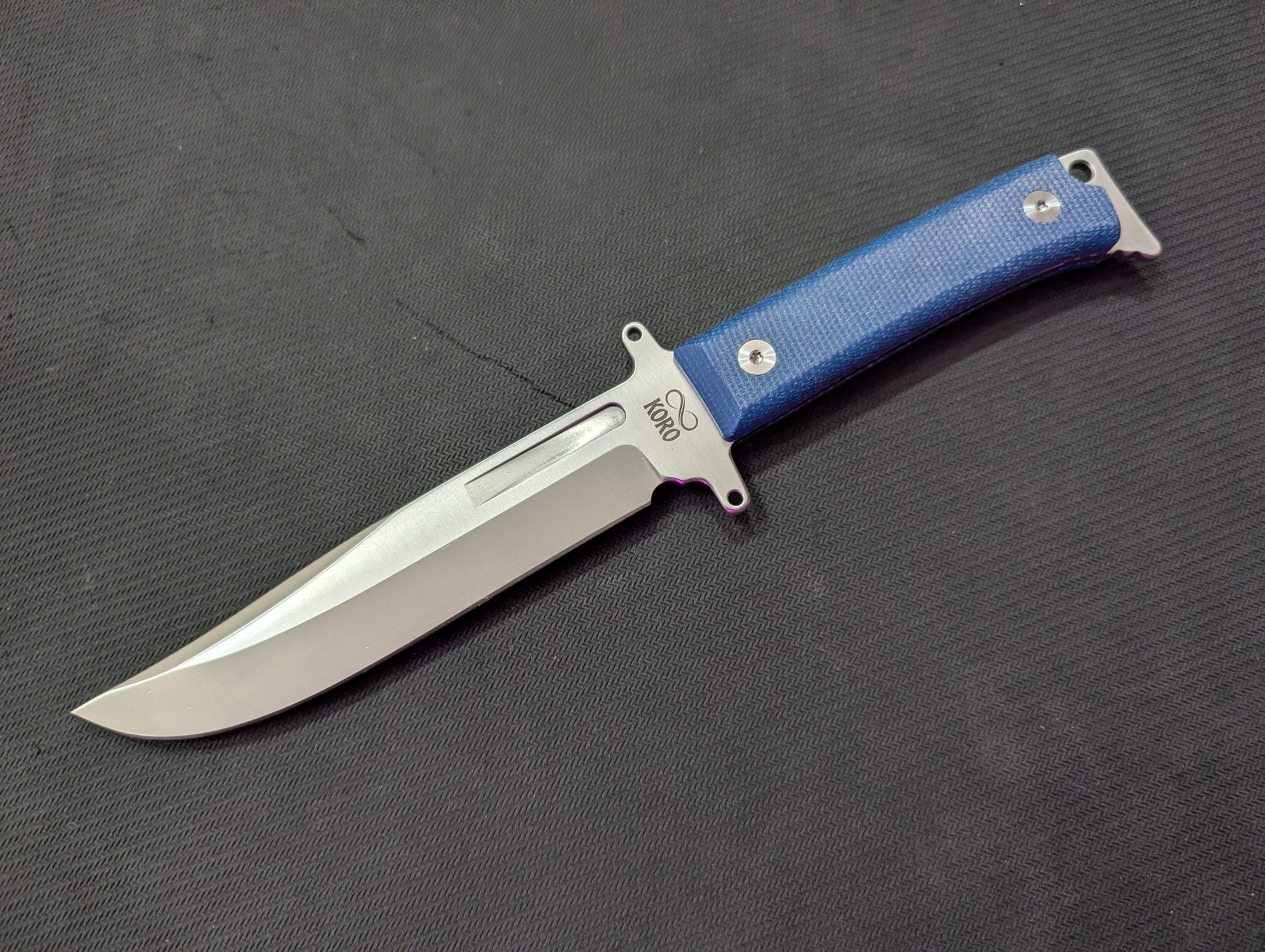KORO - MICARTA BLEU / 14C28N - Couteau fixe MUGEN KNIVES