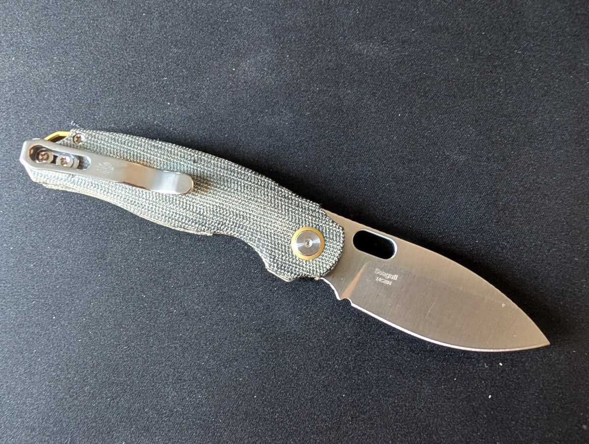 KIZER SEAGULL Couteau EDC 14C28N Micarta Linerloc MUGEN KNIVES