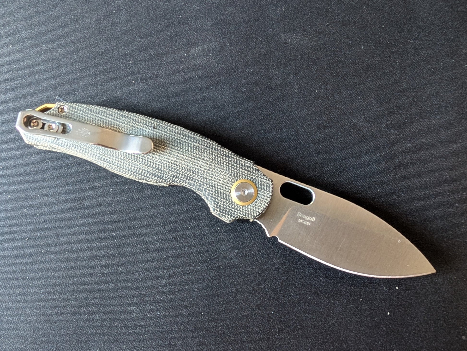 KIZER SEAGULL Couteau EDC 14C28N Micarta Linerloc MUGEN KNIVES