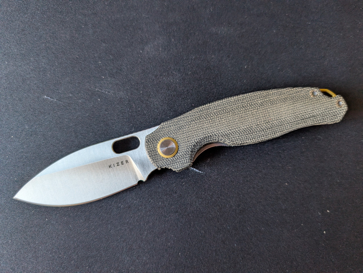 KIZER SEAGULL Couteau EDC 14C28N Micarta Linerloc MUGEN KNIVES