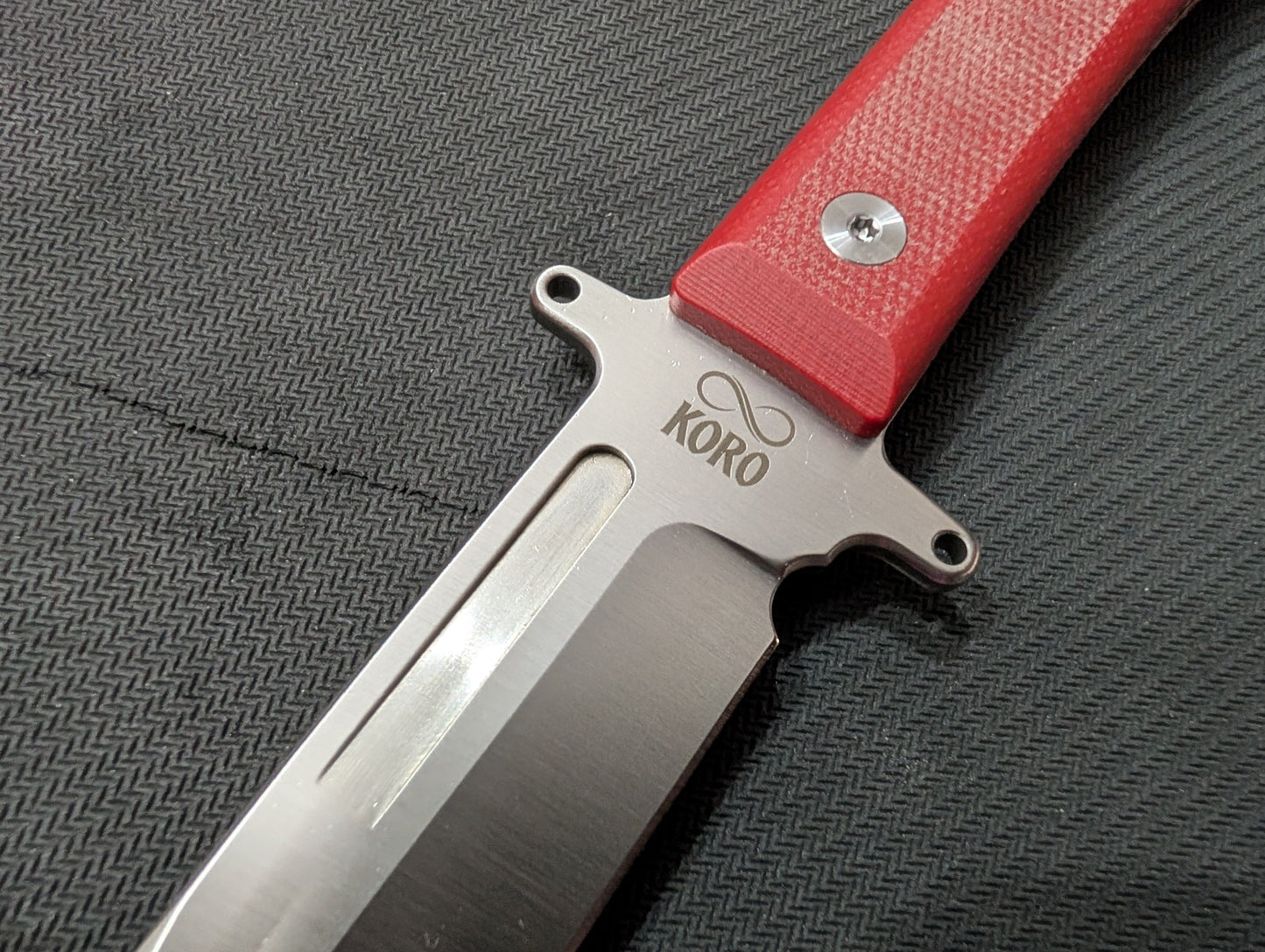 KORO - MICARTA ROUGE / 14C28N - Couteau fixe MUGEN KNIVES