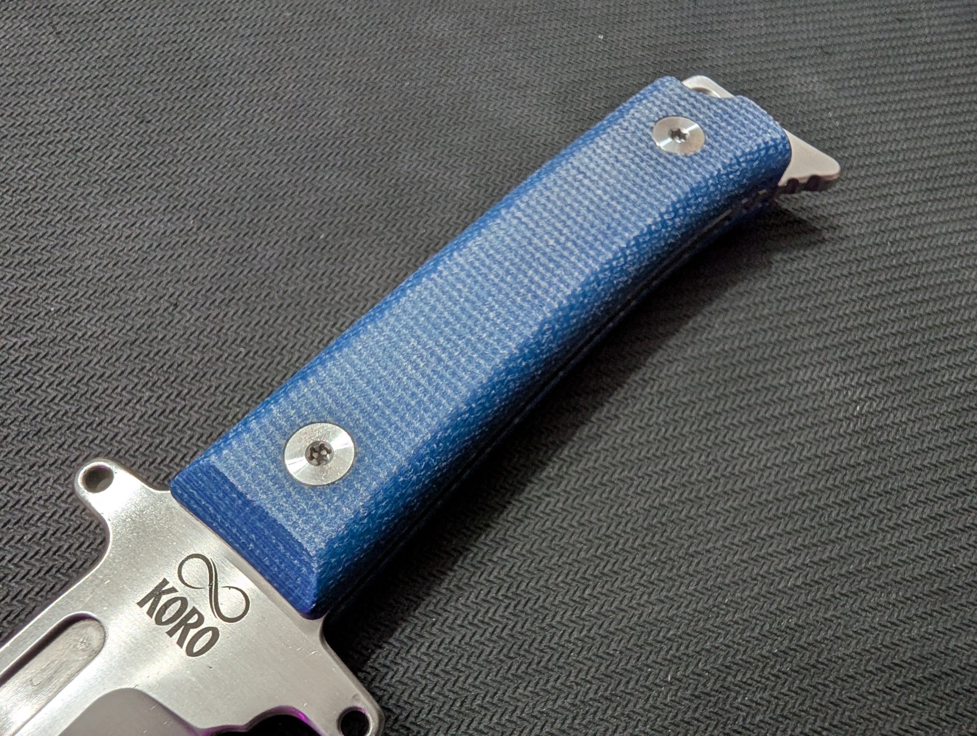 KORO - MICARTA BLEU / 14C28N - Couteau fixe MUGEN KNIVES