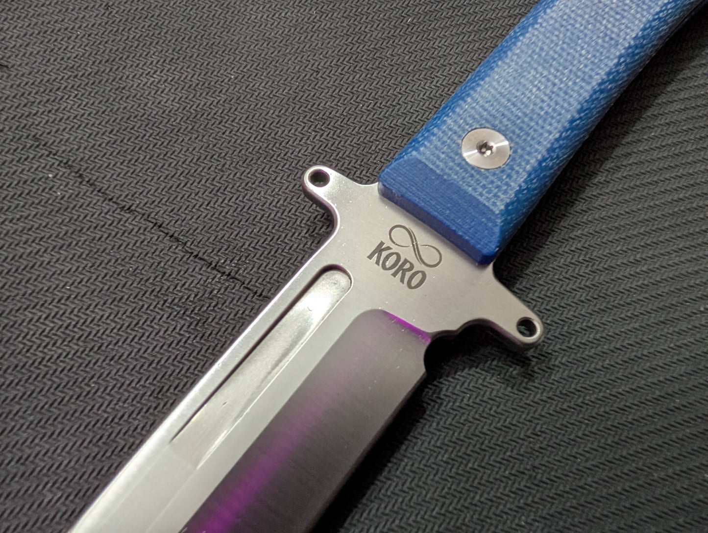 KORO - MICARTA BLEU / 14C28N - Couteau fixe MUGEN KNIVES