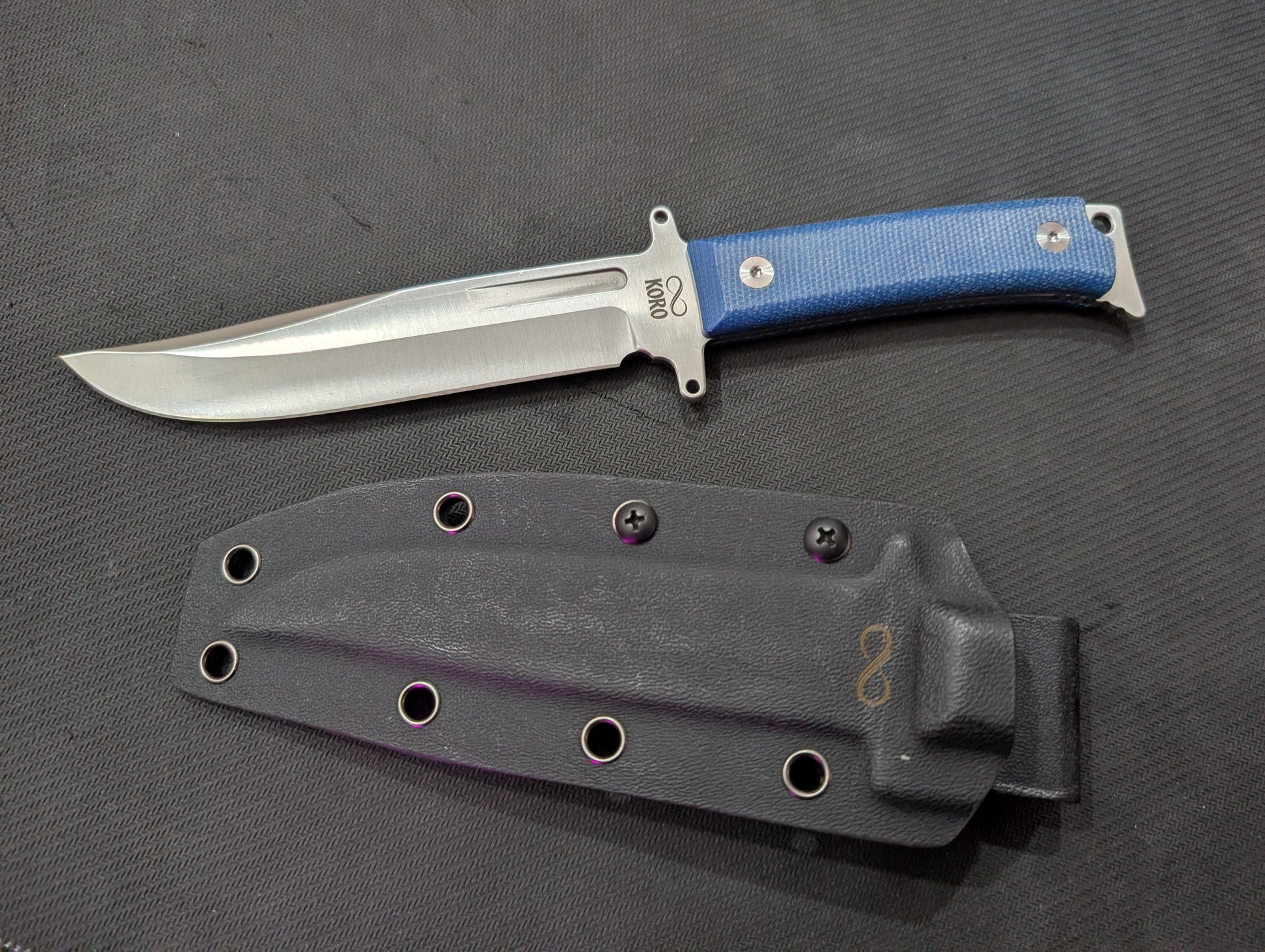 KORO - MICARTA BLEU / 14C28N - Couteau fixe MUGEN KNIVES