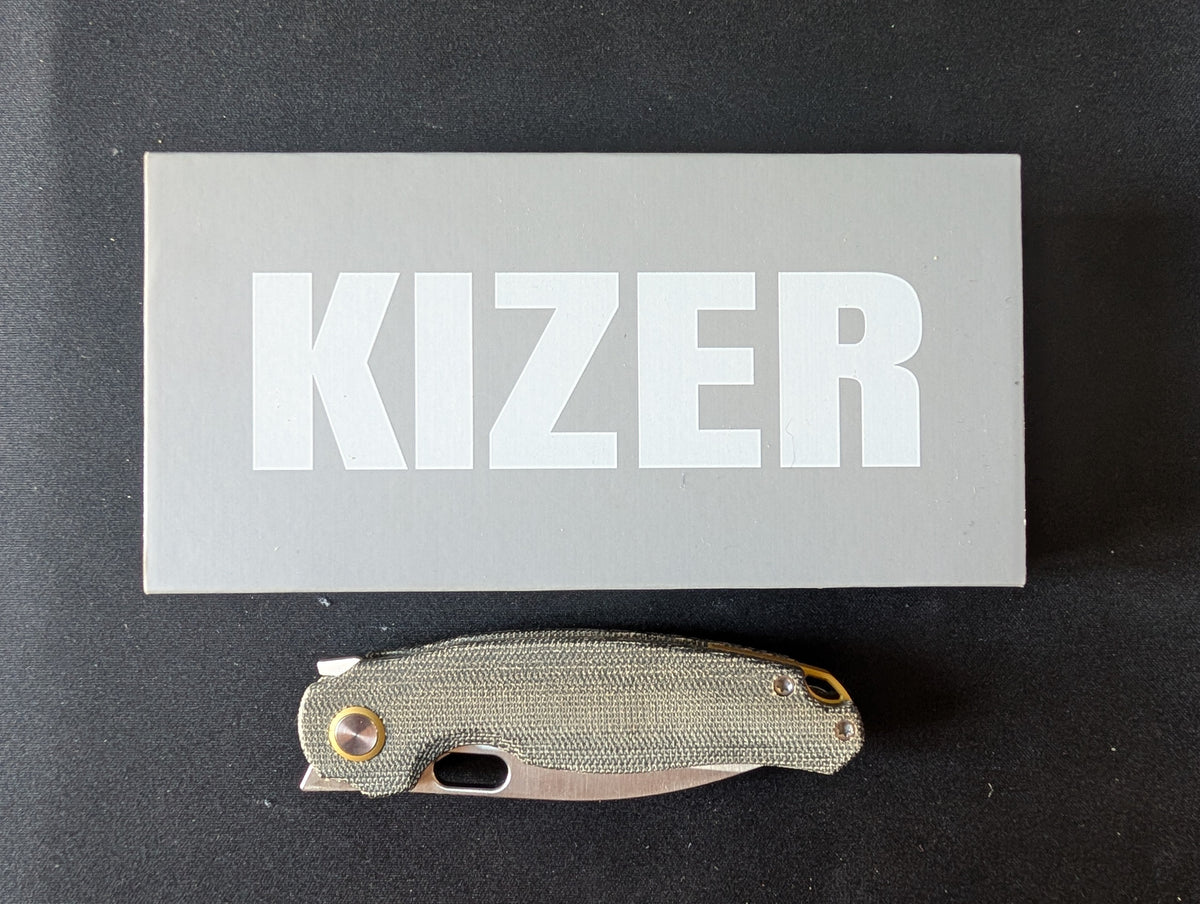 KIZER SEAGULL Couteau EDC 14C28N Micarta Linerloc MUGEN KNIVES